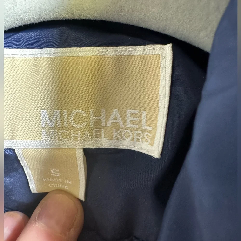 Michael Michael Kors Navy Quilted Puffer Vest Women’s Small Gold Snap‎ Front